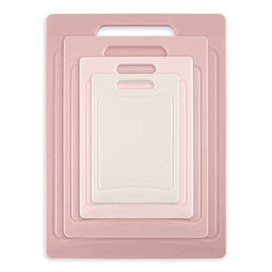 COOK WITH COLOR Non-Slip Cutting Board Set – Kitchen Essentials with Easy Grip Handle for Meat, Veggies, and Fruits, 4 Cutting Boards, Pink - Image 7