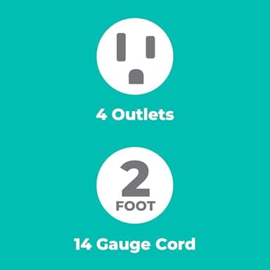 KMC 4-Outlet Surge Protector Power Strip with USB Ports, 2 USB-A, Power Strip Surge Protector, 600J Surge Protection, 2ft Extension Cord, 3-Prong Grounded Plug, UL/ETL Certified, White - Image 7