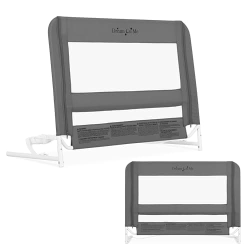 Dream On Me Lightweight Mesh Security Adjustable Bed Rail for Toddler, Breathable Mesh Fabric, Suitable for All Types of Beds, Reinforced Anchor System Bed Guard Rail, Grey - Image 1