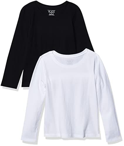 The Children's Place baby girls And Toddler Long Sleeve Basic Layering T-shirt T Shirt, Black/White 2 Pack, 2T US - Image 1