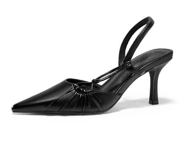 Coutgo Womens Slingback Kitten Heels Closed Pointed Toe Pumps D'Orsay Wedding Party Dress Shoes, Black, Size 6.5 - Image 1