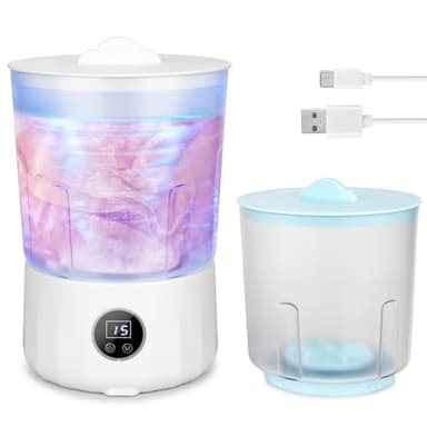 Underwear Washing Machine - Rechargeable Dual-Bucket Mini Washing Machine w/ 1.5L Isolated Tubs, Bionic Hand-Wash Tech for Travel, Camping, Dorm | 3 Modes, 3000mAh - Image 1