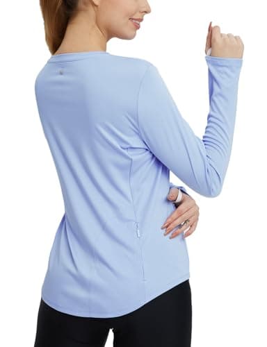 baleaf Sun Shirt Women UV Protection Long Sleeve Tops UPF 50+ Lightweight Quick Dry SPF Outdoor Clothing Pocket Blue M - Image 1