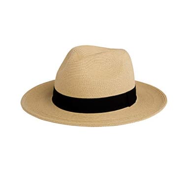 Pineapple&Star Sun Straw Fedora Beach Hat Fine Braid UPF50+ for Unisex (Large, Beige) - Image 1