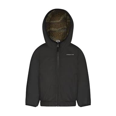 LONDON FOG Baby Boy's Midweight Fleece-to-Poly Reversible Hooded Jacket, Black to Camo - Image 3