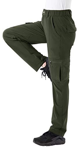 Rdruko Women's Outdoor Quick Dry Hiking Pants Lightweight Waterproof Climbing Travel Pants with Zipper Pockets Green Small - Image 2