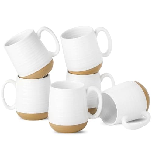 Hasense Coffee Mugs Set of 6, 15 oz Ceramic Coffee Cups with Comfortable Handle, Classic White Mug for Men and Women, Tea Cup Set for Latte, Cappuccino, Milk, Soup, Dishwasher and Microwave Safe - Image 1