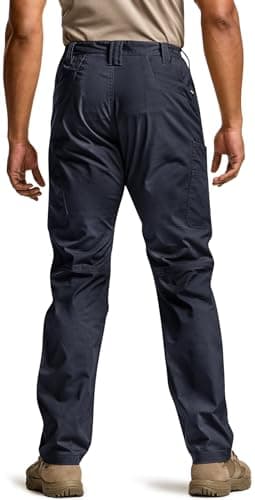 CQR Men's Utility Flex Cargo Pants, Classic-Fit Casual Stretch Work Pants, Water Resistant Lightweight Tactical Hiking Pants, Sentinel Operator Navy, 34W x 34L - Image 2