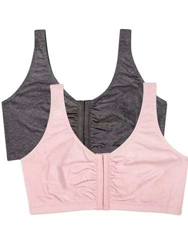 Fruit of the Loom womens Front Close Sports Bra, Blushing Rose/Charcoal Heather 2-pack, 42 US - Image 1