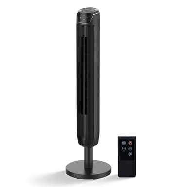 Senville 42" Oscillating Tower Fan for Bedroom, Remote, Bladeless, Quiet, 3 Modes, 7-Hour Timer, LED Display, Black - Image 1