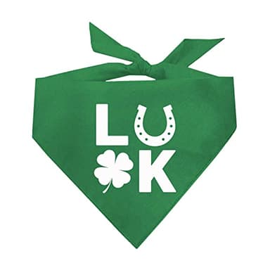 Luck Dog Bandana | 100% Cotton Triangle | Made in USA | Funny St. Patrick's Day Photoshoot Prop | Shamrock | Horseshoe | Good Luck Charm | Green One Size (990) - Image 1