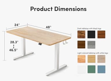 FEZIBO Standing Desk, Height Adjustable Computer Desk 48"x24", Sit Stand Workstation for Home Office,Oak - Image 2