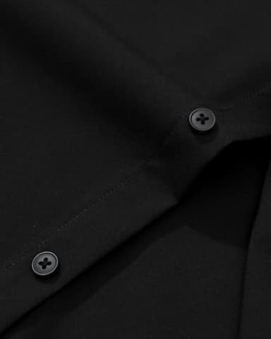 Alimens & Gentle Men's Dress Shirt Regular Fit Stretch Stain Shield Long Sleeve Solid Business Wedding Button Down Shirts Black - Image 5