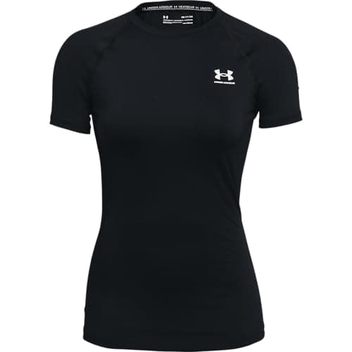 Under Armour Women's HeatGear Compression Short-Sleeve T-Shirt, Black (001)/White, Medium - Image 1