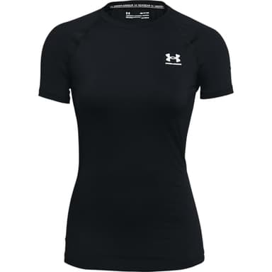 Under Armour Women's HeatGear Compression Short-Sleeve T-Shirt, Black (001)/White, Medium - Image 1