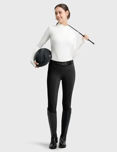 FitsT4 Sports Women's Full Seat Riding Tights Active Silicon Grip Horse Riding Tights Equestrian Breeches Black Size M - Image 3