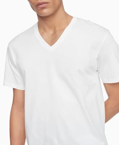 Calvin Klein Men's Cotton Classics 3-Pack Undershirts, 3 White - Vneck, S - Image 3
