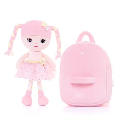 Lazada Girls Backpack with Doll Toddler Toys Baby Girls Gifts Rag Dolls Backpack 9.5“ - Image 3