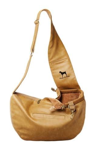 Noah & Paw Dog Sling Carrier for Small Dogs 5-18lb, Dog Sling for Small Dogs and Cats, Dog Carrier with Adjustable Padded Strap, Vegan Leather Lined with Fur, 3X Safety Features, Machine Washable - Image 1