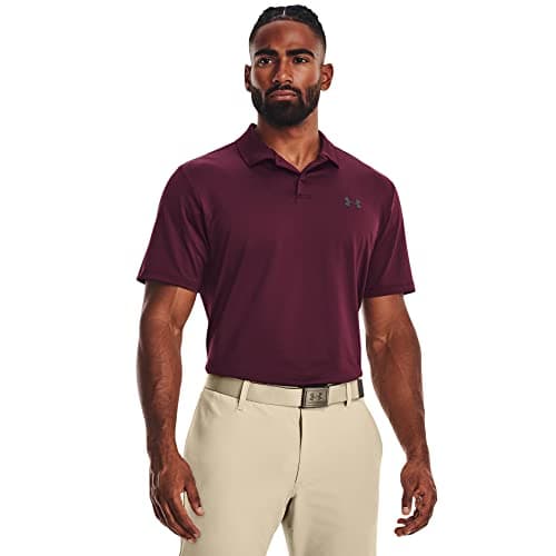 Under Armour Men's Performance 3.0 Polo, (600) Dark Maroon / / Pitch Gray, Large - Image 1