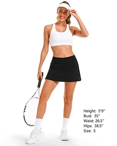 Stelle Women Tennis Golf Skirts High Waisted with Inner Shorts for Athletic Workout Sports Skorts Running Pickleball (BK, M) Black - Image 6