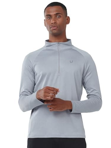 NORTHYARD Men's Running Shirt Long Sleeve Quarter Zip Pullover Moisture Wicking Quick Dry Athletic Workout Shirts LIGHTGRET-S Lightgrey - Image 2