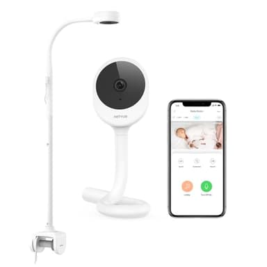 NETVUE Peekababy Baby Camera with Wireless Audio, Adjustable Crib Mount Monitor, Works via 2.4GHz Wi-Fi for Wide Coverage & Stable Connection, Smart App, Two-Way Talk (White) - Image 1