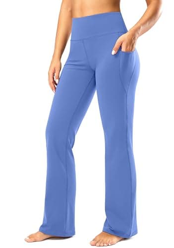 28"/30"/32"/34" Inseam Women's Bootcut Yoga Pants Long Bootleg High-Waisted Flare Pants with Pockets(Wild Indigo,28-M) - Image 1