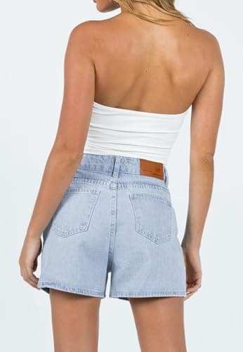 Jean Shorts Womens High Waisted Casual Stretchy Denim Shorts Boyfriend Shorts for Summer Light Blue L - Image 5