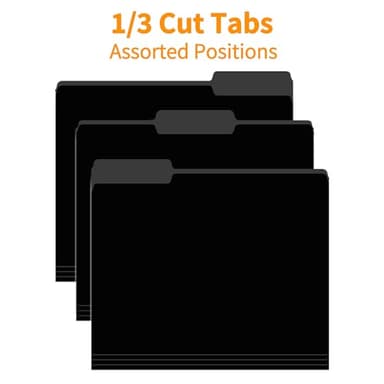 100 Packs Black File Folder,File Folders Letter Size,1/3-Cut Tabs,8.5x11 File Folders for Office,School and Home,Organizer File Folder - Image 5