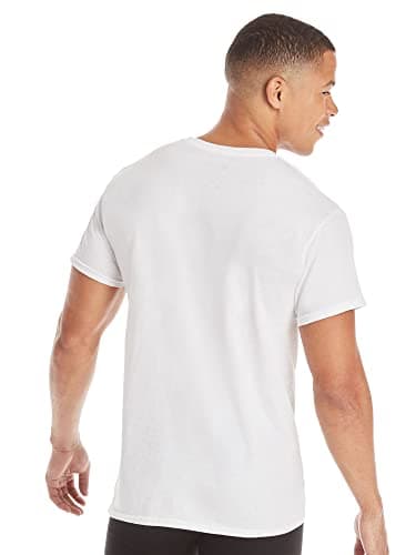 Hanes Mens Cotton, Moisture-wicking Crew Tee Undershirts, Multi-packs, White - 6 Pack, Large US - Image 3