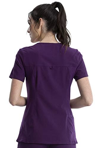 Cherokee Women's Medical Scrub Top Iflex V-Neck Knit Panel Top Plus Size CK605, 2XL, Eggplant - Image 4