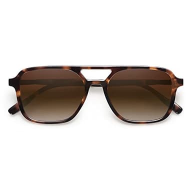 SOJOS Retro Aviator Sunglasses for Women Men,Trendy Rectangle Womens Mens Shades Sun Glasses SJ2202 Tortoise Frame Brown Grading Lens - Image 4