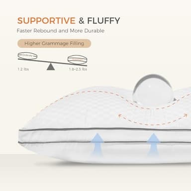 Sweetnight Bed Pillows Queen Size Set of 2, Fluffy Luxury Hotel Pillows Collection Gusseted for Neck and Shoulder, Side Back Stomach Sleeper Pillow, Cozy Night 18"X28" - Image 6