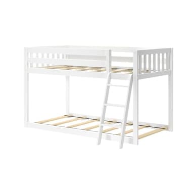 Max & Lily Fundamental Twin Low Bunk Bed, Kids Solid Wood Modern Bed Frame with Strong Wooden Slats, Non-Toxic Finishes, High Weight Capacity, White - Image 6