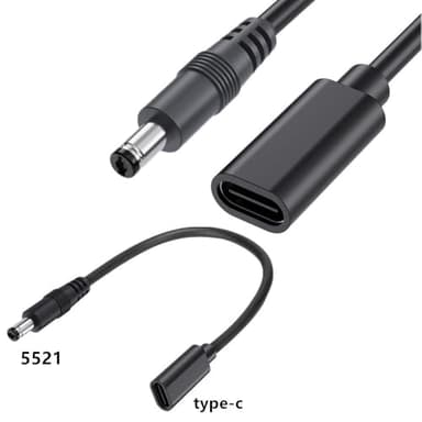 Traovien DC 5.5mm x 2.1mm to USB C Power Cable,5V 3A DC 5521 Male to USB Type-C Female Power Jack Extension Charge Cord for Phones Table- 22cm(2Pcs) (5521M /TypeC F) - Image 5