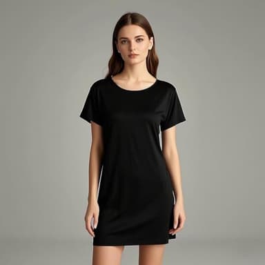 Olankaro Women's Nightgown 2 Pack Nightshirts Short Sleeves Sleepwear Soft O Neck Nightdress(Black+Leopard,M) - Image 2