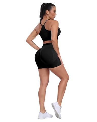 CHRLEISURE Women's 4 Packs Workout Gym Shorts, High Waisted Butt Lifting Scrunch Butt Seamless Booty Shorts(4Black,M) - Image 5
