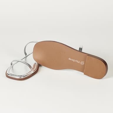 The Drop Women's Paris Square Toe Two Strap Flat Sandal, Silver, 6.5 - Image 4