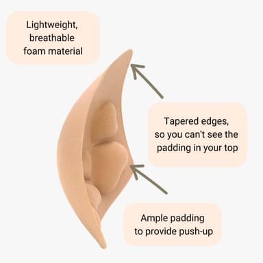 Epiphany LA Women's Push Up Padding Inserts for Swimsuits, Sports Bras and Clothing (Beige, B Cup - 3 Pairs) - Image 5