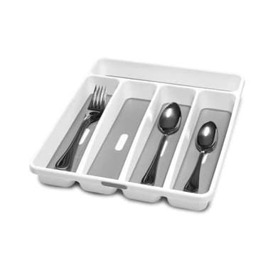 madesmart Premium Antimicrobial Classic Small Silverware Tray Soft Grip, Non-Slip Kitchen Drawer, 5 Compartments, Multi-Purpose Home Organization, EPA Certified, White - Image 2