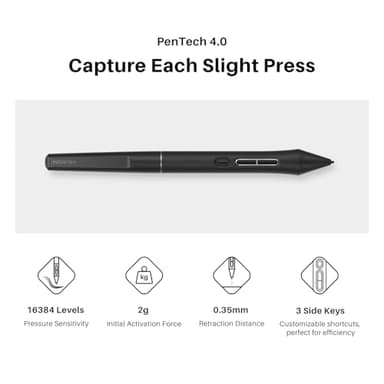 2024 HUION Kamvas 13 (Gen 3) Drawing Tablet with Screen,13.3" Full-laminated Art Tablet with Anti-sparkle Canvas Glass, 99% sRGB, PenTech 4.0, 16384 Pen Pressure, Dual Dial for PC, Mac, Android, Black - Image 4