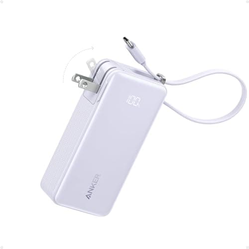 Anker Nano 3-in-1 Portable iPhone Charger, 10,000mAh Power Bank with Built-in USB-C Cable and Foldable Wall Plug, 30W Max Battery Pack, Travel Essentials for iPhone 16/15 Series, Galaxy, MacBook - Image 1