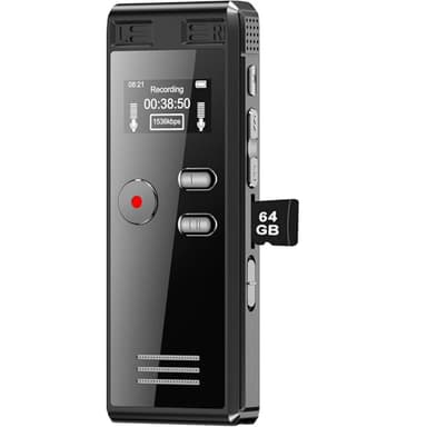 64GB Digital Voice Activated Recorder with Playback - 4552 Hours Audio Recording Device, 3072Kpbs HD Dual MIC Tape Recorder Device for Lecture A-B Repeat, MP3 Player,【64GB TF Card Included】 - Image 1