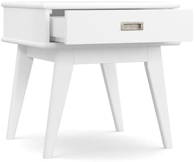 SIMPLIHOME Draper Solid Hardwood 22 inch Wide Rectangle Mid Century Modern End Table in White for The Living Room and Bedroom - Image 5