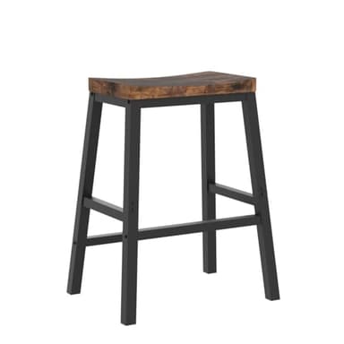 HOOBRO Bar Stools, Set of 2 Bar Chairs, 23.6 Inch Saddle Stools, Kitchen Counter Seat with Footrests, Industrial Barstools for Dining Room, Kitchen, Counter, Rustic Brown and Black BF02MD01 - Image 5