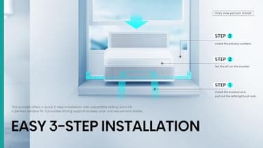 Hisense 8,000 BTU Smart Inverter Window Air Conditioner Easy Install Bracket, Up to 350 Sq Ft, Ultra-Slim Profile, 3 Speed, 700W, 4‑Way Air Direction HLAW0825TW (Renewed) - Image 2