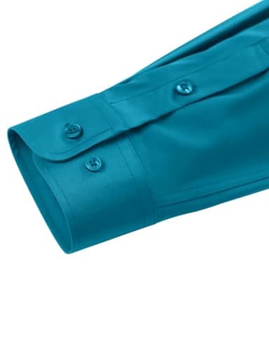 Alimens & Gentle Men's Dress Shirts Long Sleeve Wrinkle-Free Stretch Shirts Solid Formal Button Down Shirt with Pocket Blue Green - Image 5
