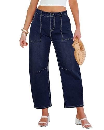 GRAPENT Womens Barrel Jeans High Waisted Womens Boyfriend Jeans Ankle Pants Nightfall Blue Size Small US 4 to 6 - Image 1