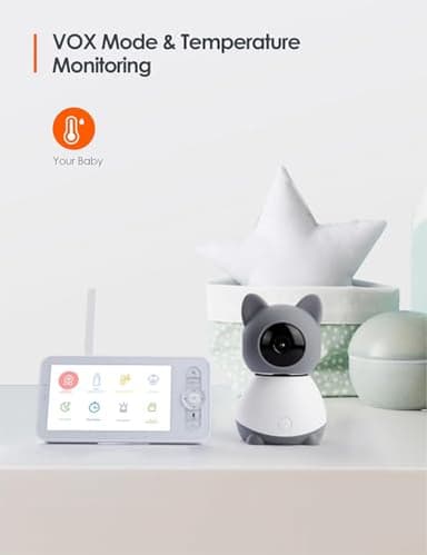 Yeluor 2K Baby Monitor, Baby Monitor with Camera and Audio, 5" Color Display, Infrared Night Vision, 2-Way Talk, Temperature & Sound Alarm, Cry & Motion Detection, Free Phone App - Image 6
